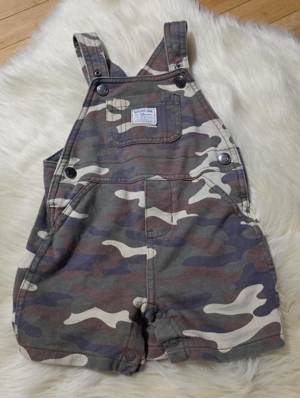 Carter's Camo Print Short Overalls in Green, Brown, Tan